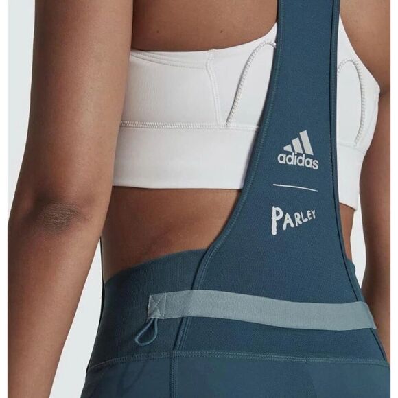 Adidas HM3159 Women Sz S Utility Green The Parley Padded Bib Cycling Shorts - Picture 10 of 10